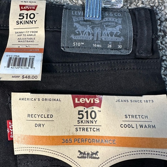 NWT boys Levi’s skinny fit 365 performance jeans SZ 16 - Picture 8 of 8